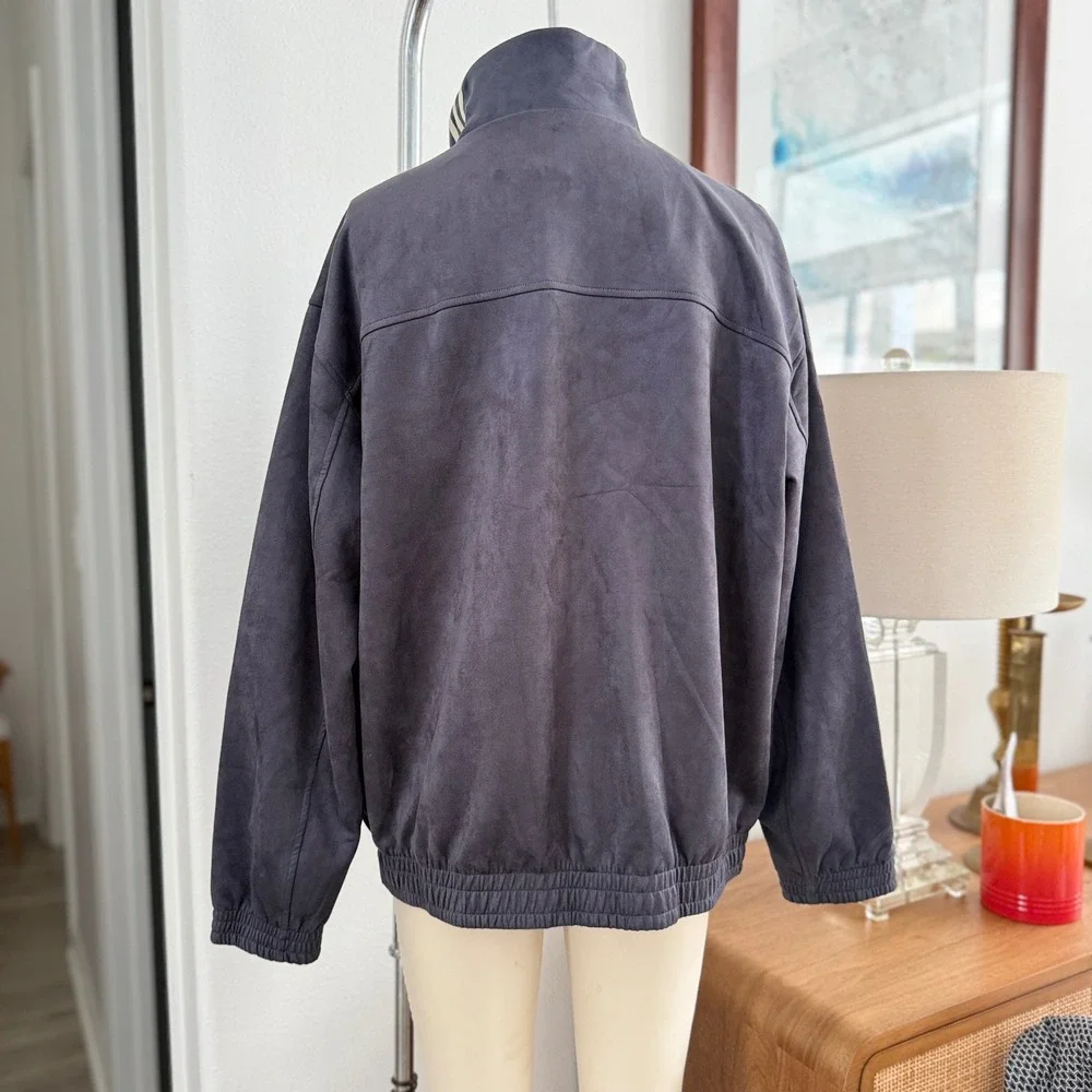 Adidas Originals Faux Suede Kung Fu Track Jacket Grey White HP0426 Mens XL